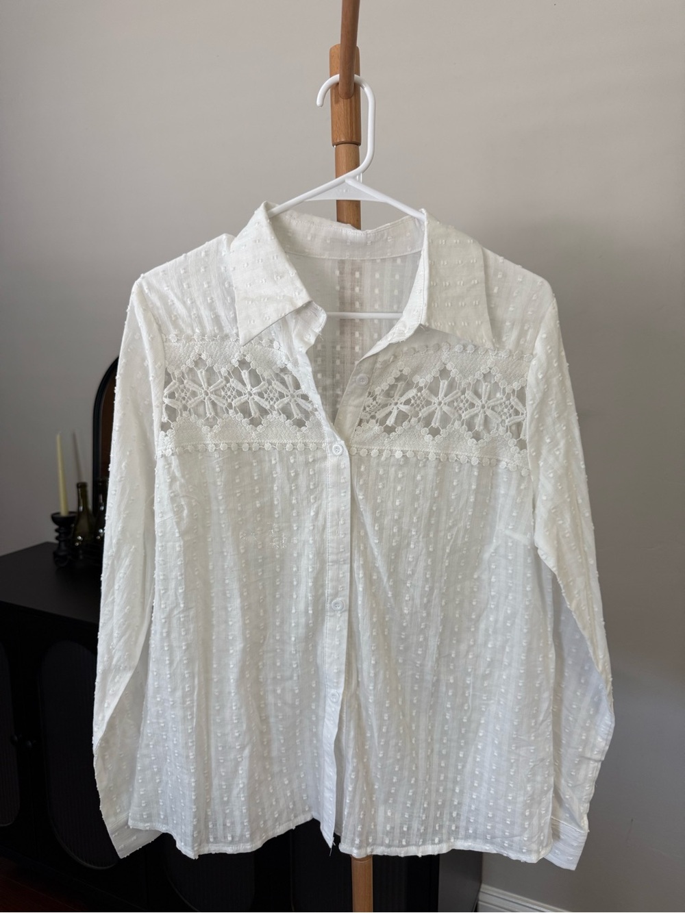 Shein White Long Sleeve Lace Blouse Women’s Size XL